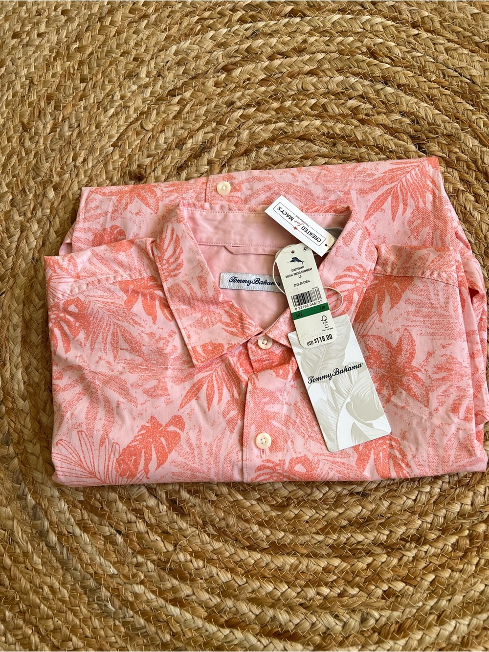 Tommy Bahama Tropical Leaf Print Button-Down Shirt